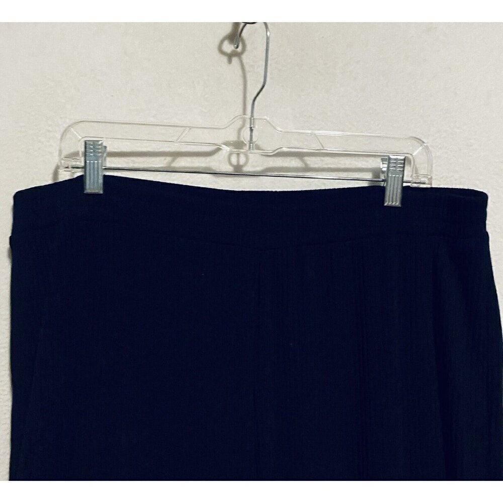 Suzanne Betro Pants Womens 2X Black Ribbed Wide Leg Flowy Pull On Elastic Waist - Picture 3 of 7